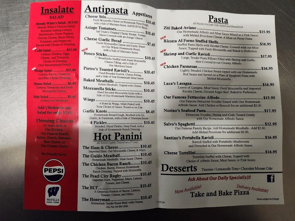 Sal Vitale's Italian Restaurant Pizza & Pasta Menu image 1